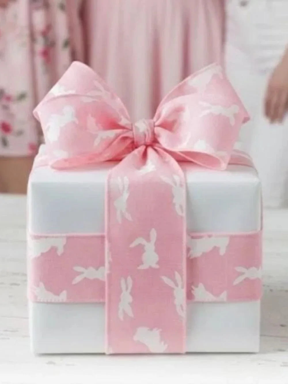Pink & White Easter Bunny Rabbit Ribbon Spring Craft Supplies 10 Yards